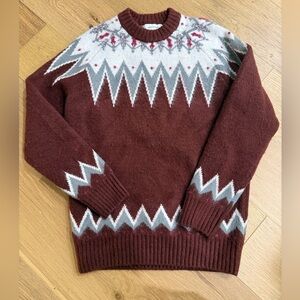 Crewneck Fair Isle Sweater in Burgundy